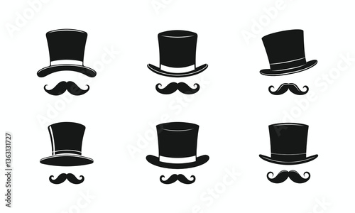 Victorian Gentleman Silhouette | Top Hat & Mustache Vintage Icon