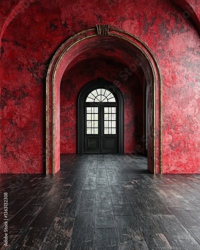 Crimson Corridor  A Darkly Elegant Interior