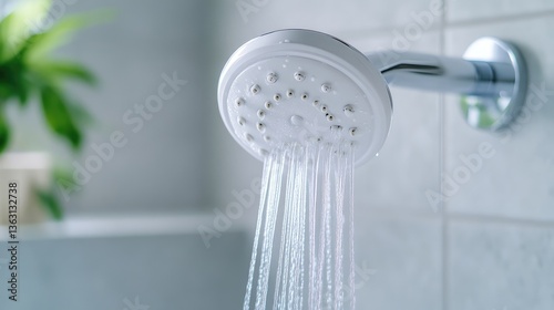 Modern showerhead dispensing water