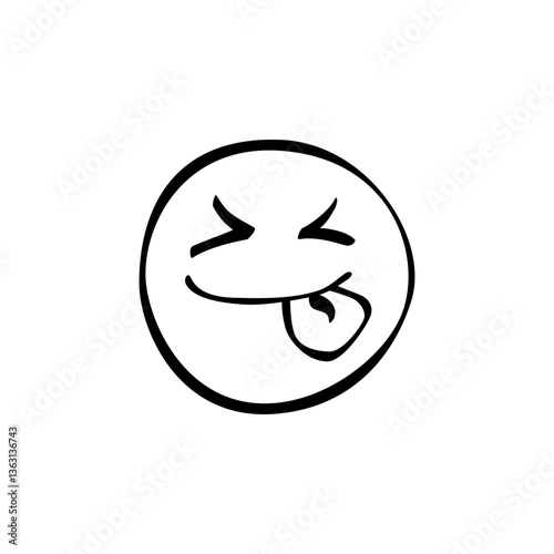 Cute cartoon face with playful expression and tongue sticking out showcases joy and mischief in a simple design