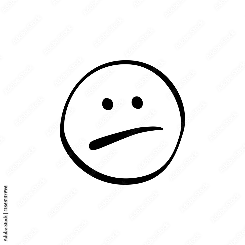 Fototapeta premium Simple and expressive face icon representing indecision or ambivalence, suitable for various contexts