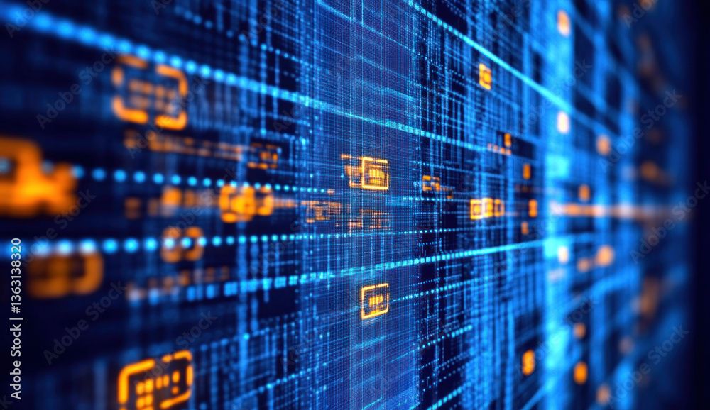 Fototapeta premium Abstract Digital Data Stream: Futuristic Technology Background