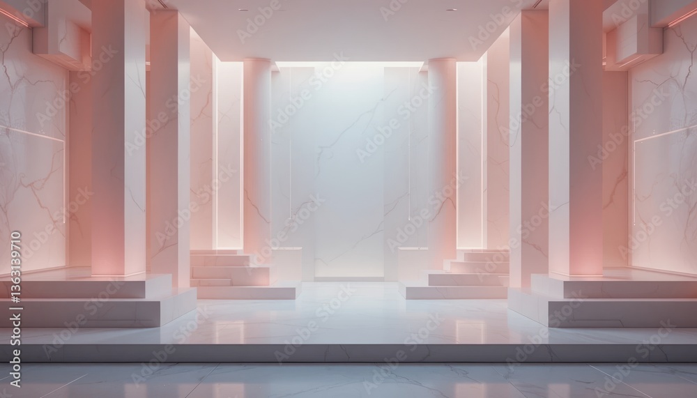 Fototapeta premium Modern exhibition hall contemporary art gallery visual display minimalist design indoor space aesthetic presentation