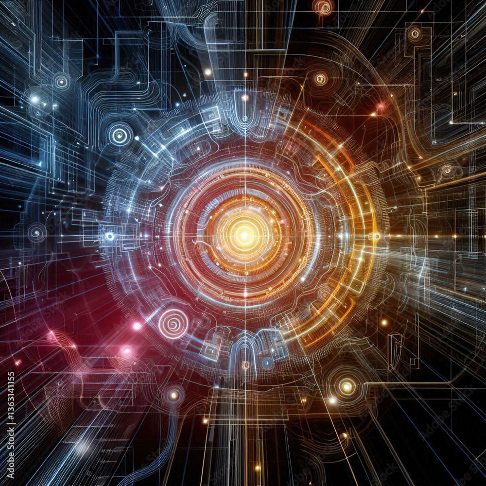 Obraz premium Abstract techno background, abstract futuristic texture for use in photos as overlay or screen filter.
