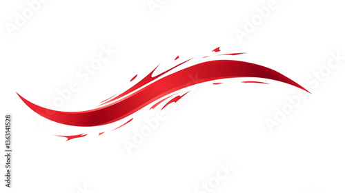 A red swoosh with splatter effect on a black background