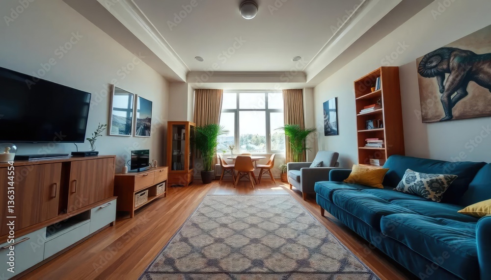 Fototapeta premium Modern living room, bright and spacious