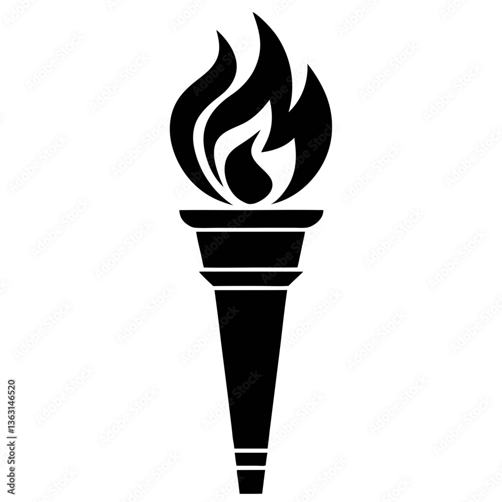 fire flame torch icon vector art silhouette