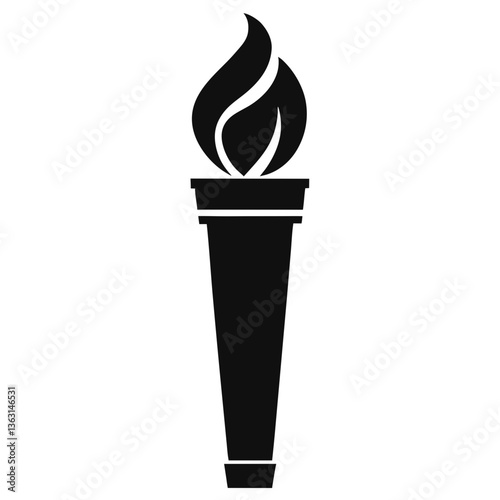 Fire flame and torch in a vector illustration style with symbol of light, heat, and power for decoration, logos, and Olympic games logo concept design