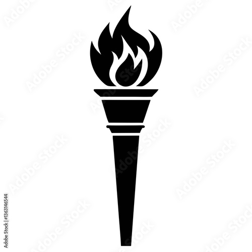 Set of fire icons including burning candles, flames, and torches in a vector illustration style with symbols of light, heat, and power for decoration, logos, and Olympic games