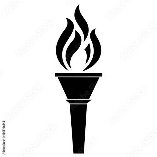 fire flame torch icon vector art silhouette Olympic concept design
