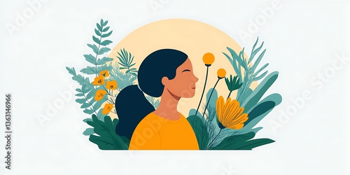 Woman Nature Calm Illustration.