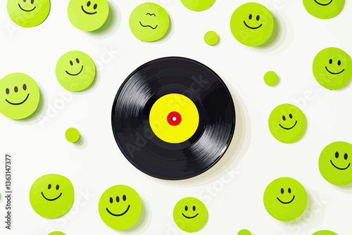 vinyl record with yellow background