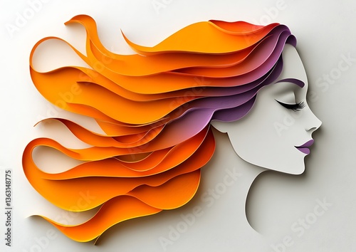 Woman Profile with Paper Hair, and Art.