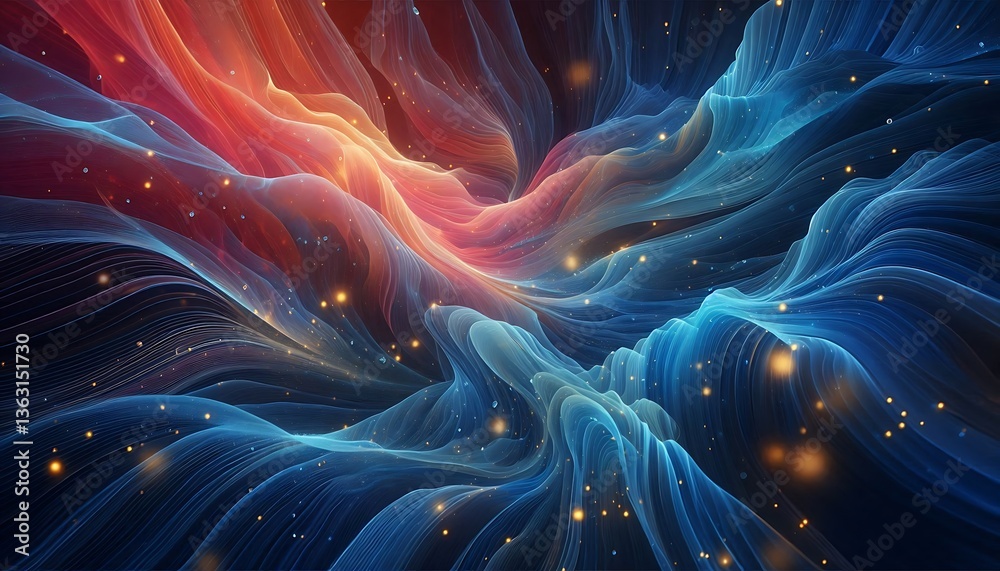 Obraz premium Cosmic Fusion of Light and Color in a Dreamlike Abstract Scene