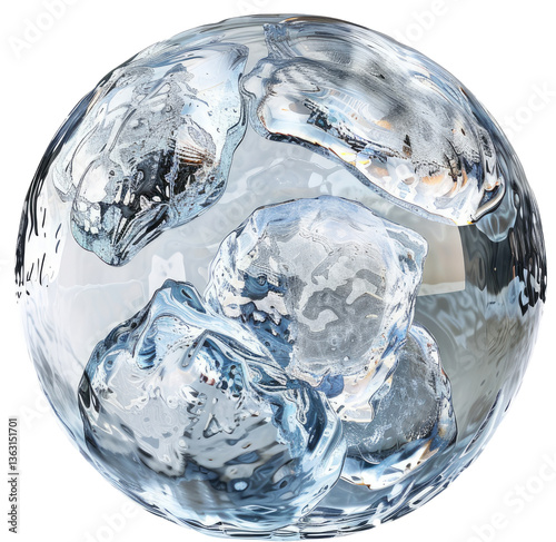 Ice Ball Hyper realistic Highly Detailed PNG Isolated on Transparent Background