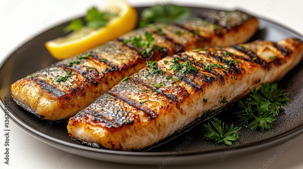 Grilled salmon fillets with herbs and lemon Grilled salmon fillets with herbs and lemon