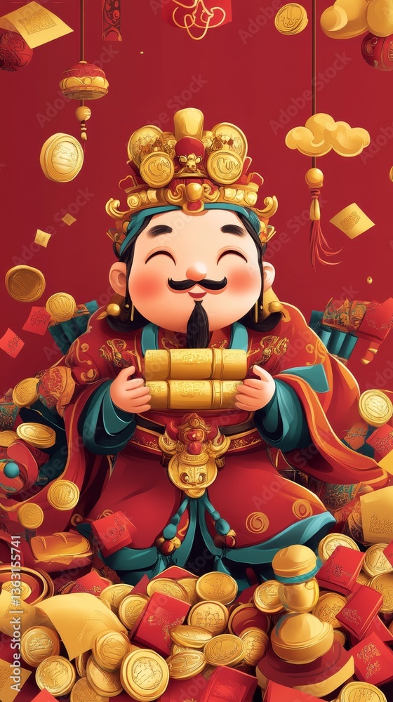 Naklejka premium Prosperity Concept A Colorful Festive Celebration for Lunar New Year