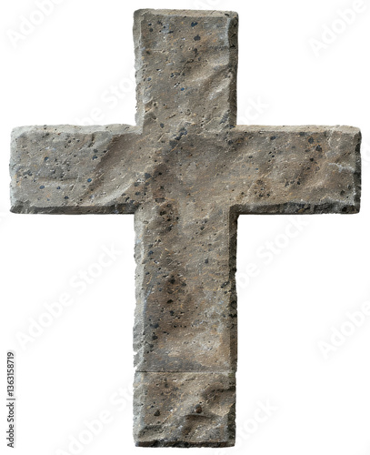 Stone Christian Cross Isolated on Transparent Background