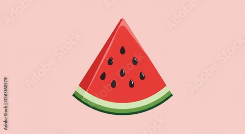 Wallpaper Mural Illustration of a Juicy Watermelon Slice with Seeds on a Pink Background Torontodigital.ca