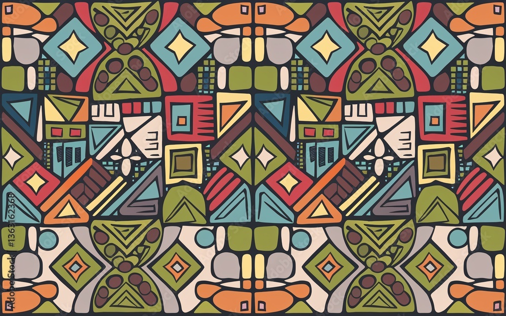 seamless Pattern doodle, Vibrant geometric tribal pattern seamless Pattern doodle, Vibrant geometric tribal pattern