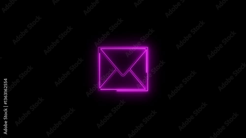 Glowing neon email message letter symbol icon 4k animation .
