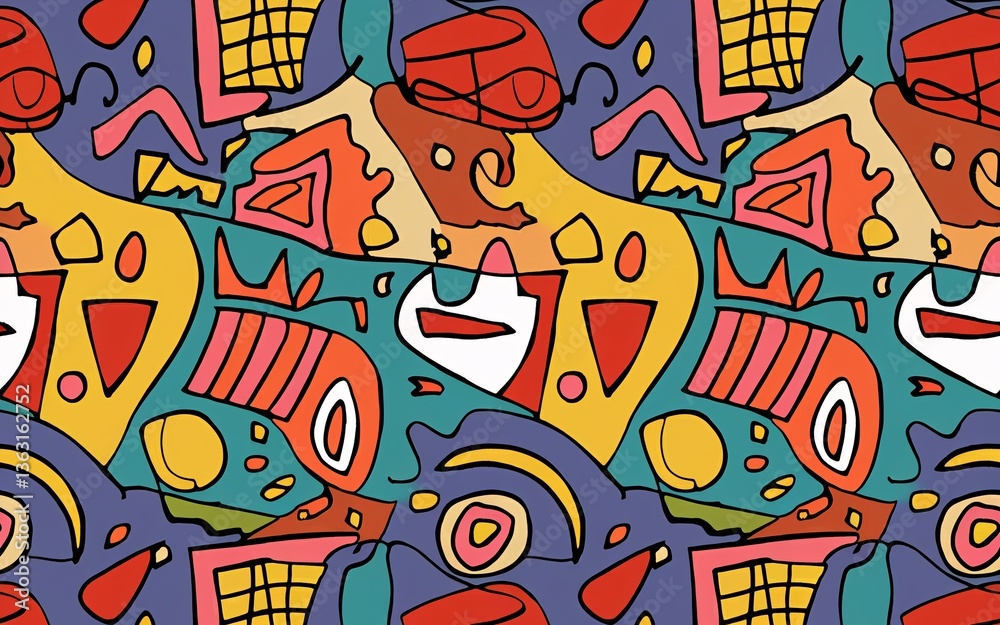 Fototapeta premium seamless Pattern doodle, Abstract Colorful Pattern Design
