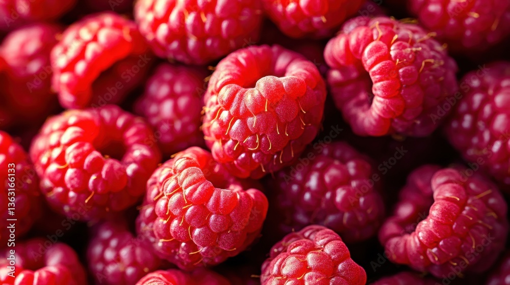 Raspberries closeup with vibrant color Raspberries closeup with vibrant color