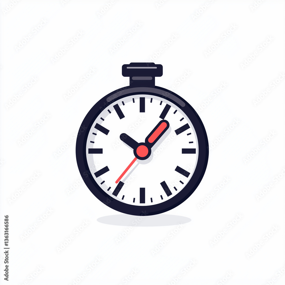 Clean stopwatch icon with black outline and white face, precision timer symbol for sports, racing, and measuring performance. Clean stopwatch icon with black outline and white face, precision timer symbol for sports, racing, and measuring performance.