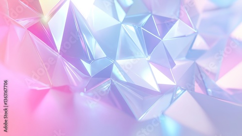 Low polygon light pink and blue crystal background