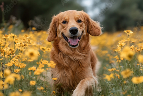 A dog playing in a spring m...