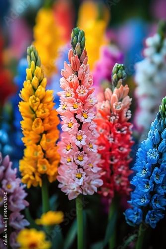 Colorful blooming hyacinth flowers	