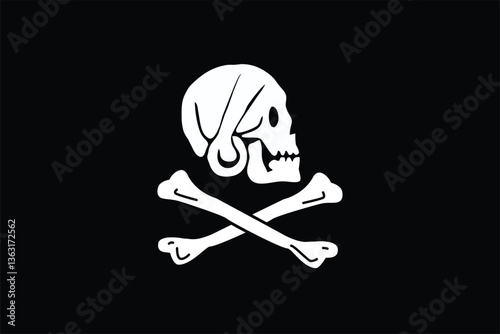 Henry Every Pirate Flag Vector Clipart Illustration - Historical Pirate Emblem, Vintage Nautical Artwork, High-Quality Vector Graphic, Historical Maritime Symbols, Flag of the Notorious Pirate, Pirate