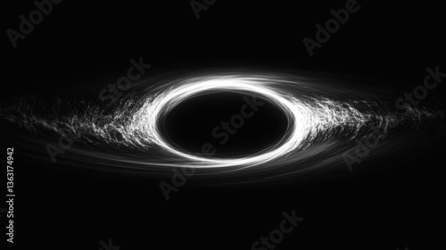 Artistic black hole with swirling light on dark background	