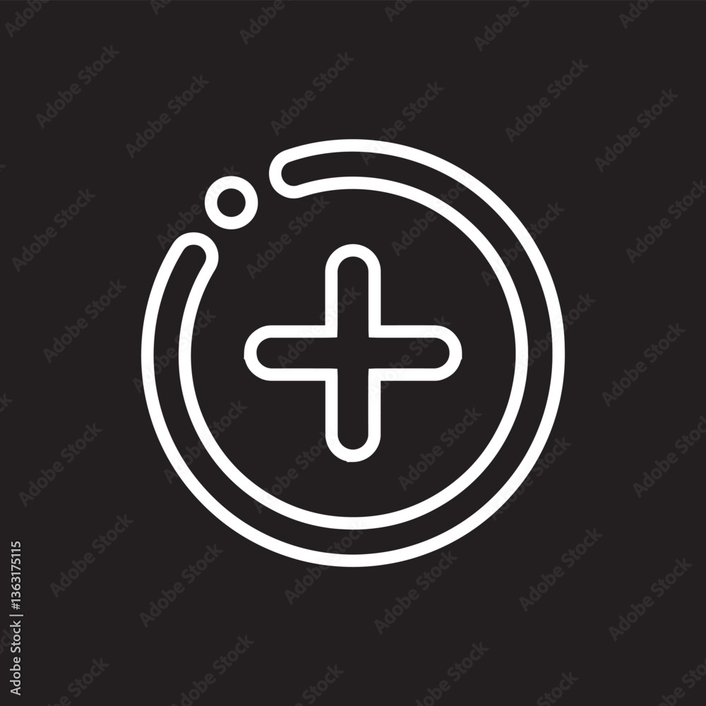 Fototapeta premium Add icon vector. Plus icon sign symbol vector. Medical cross vector icon illustration isolated on black background