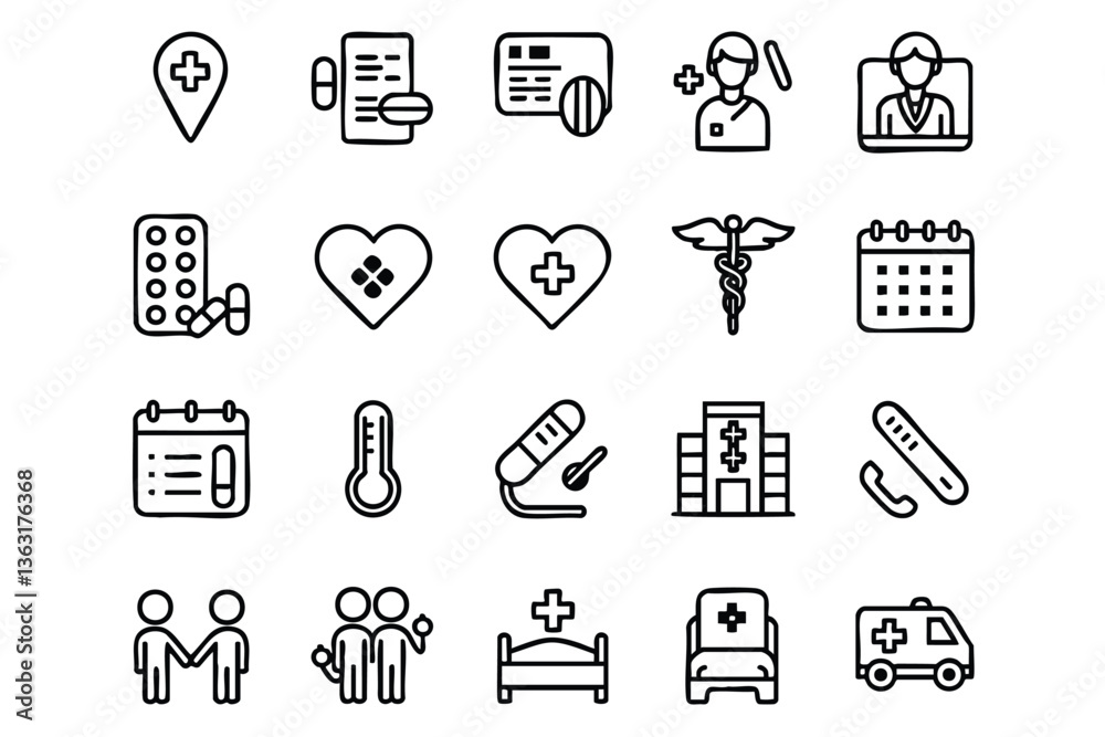 Fototapeta premium Healthcare Icons Set for Medical Design