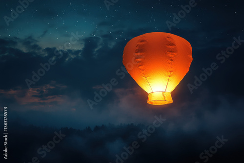 A sky lantern floating in t...