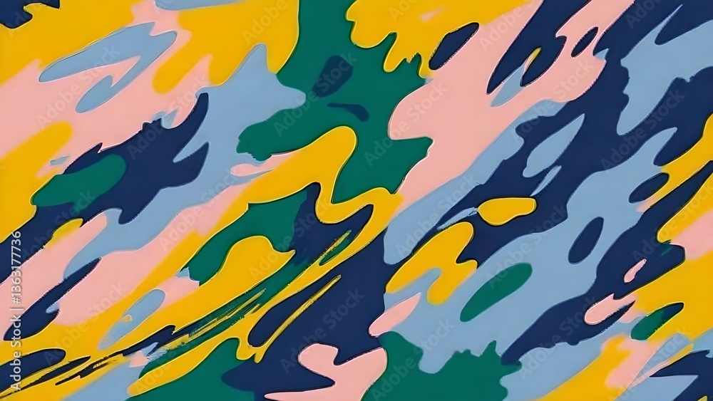 Vibrant Abstract Summer Camouflage Pattern with Warm Colors for Stylish Wallpaper Vibrant Abstract Summer Camouflage Pattern with Warm Colors for Stylish Wallpaper