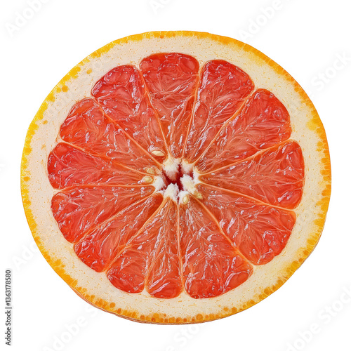 Obraz na płótnie Delightful cross section of a fresh ruby grapefruit showing vibrant juicy segments w salonie