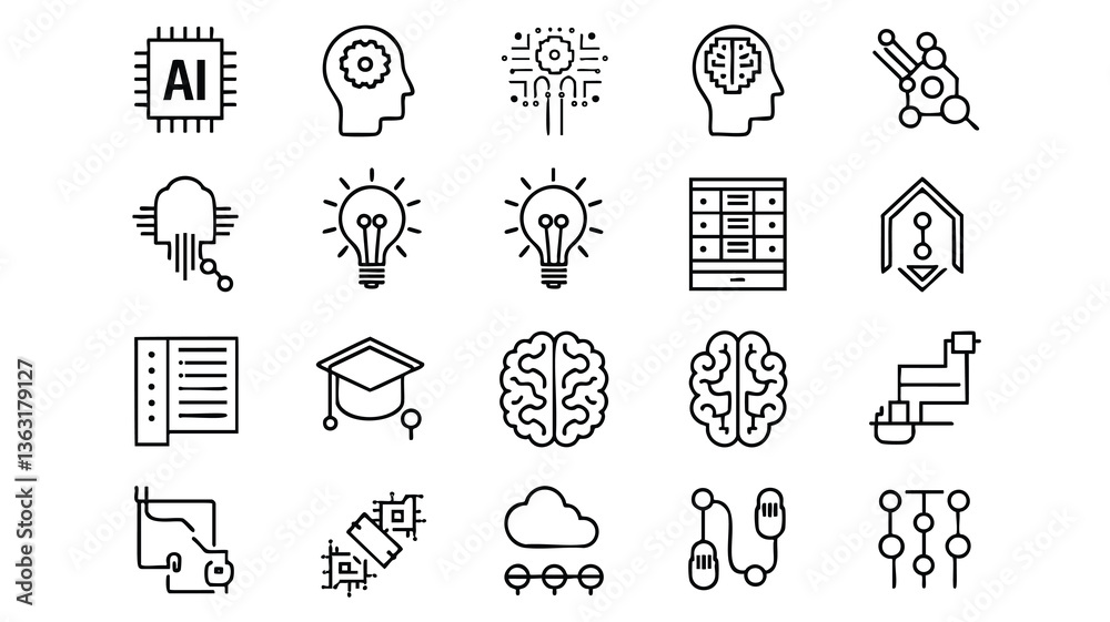 Modern Technology and AI Icons Set Modern Technology and AI Icons Set