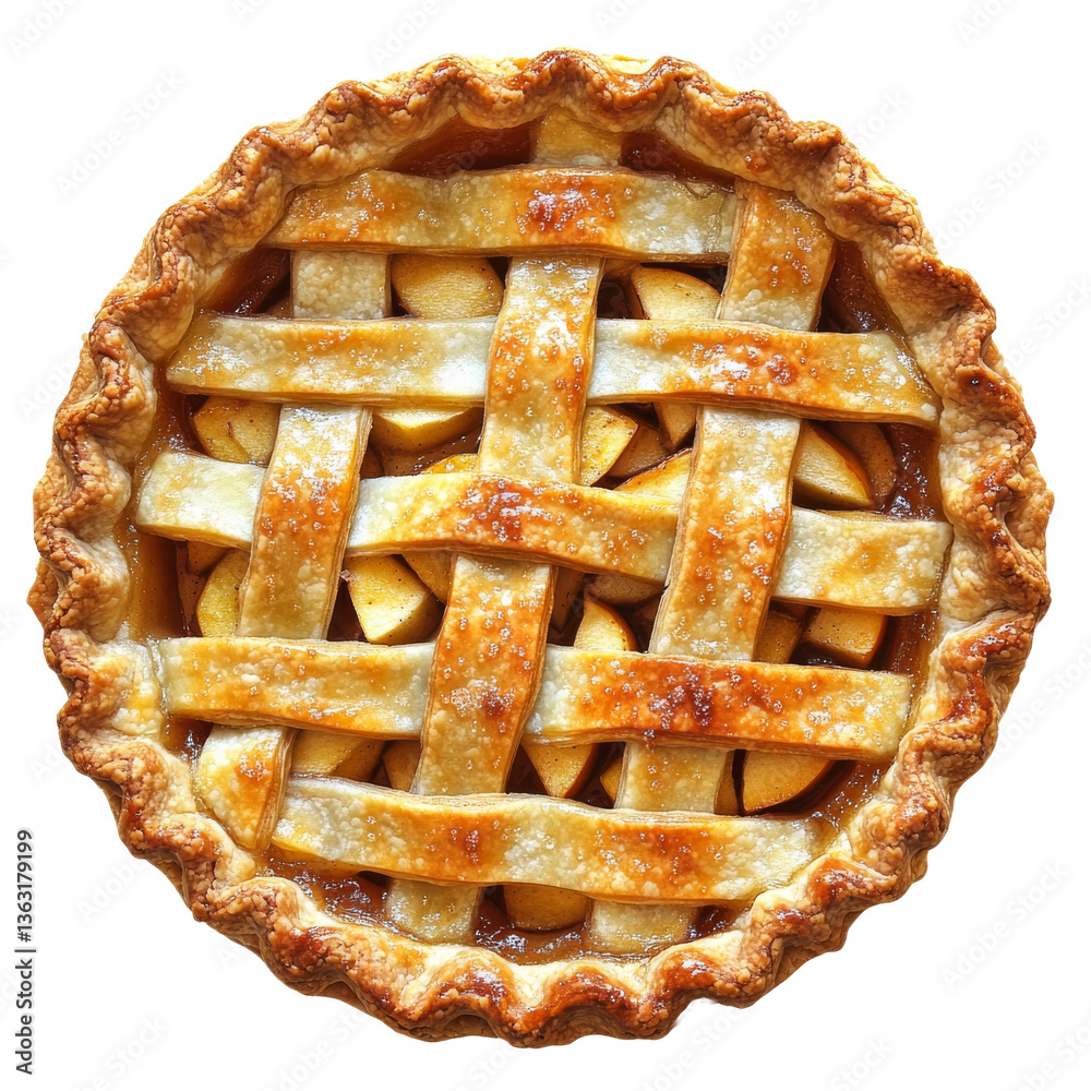 Delicious apple pie with lattice crust fresh from the oven ready to be served