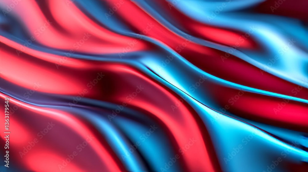 Obraz premium Red and blue silk fabric folds, abstract design, luxury textiles, vibrant pattern background