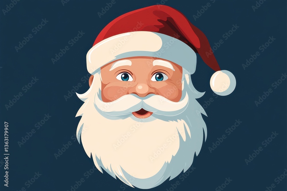 Santa Claus face with red hat illustration	