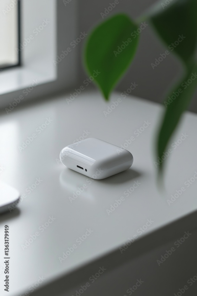 Fototapeta premium White Wireless Earbuds Charging Case