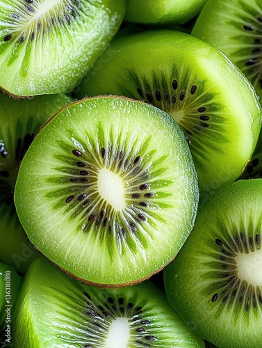 Close up of fresh kiwi slices	