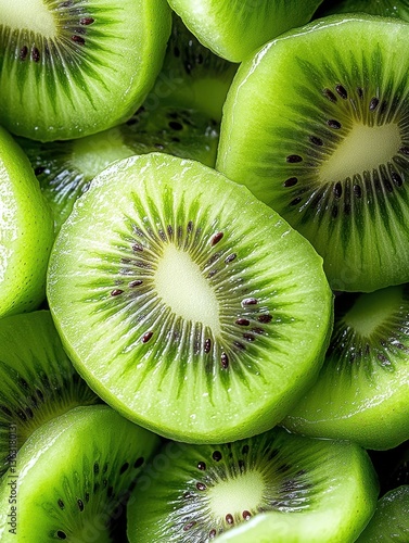 Close up of fresh kiwi slices	