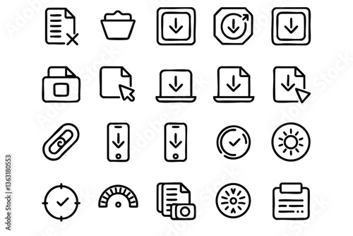 Set of Modern Download and File Management Icons