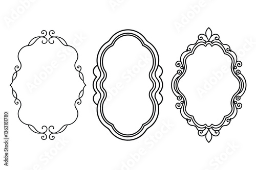 Set of decorative frames line art vector illustration
