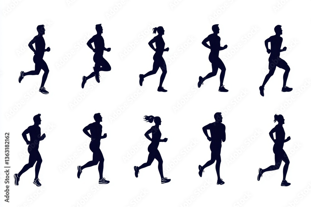 Running silhouette sequence with ink splatter effect Running silhouette sequence with ink splatter effect