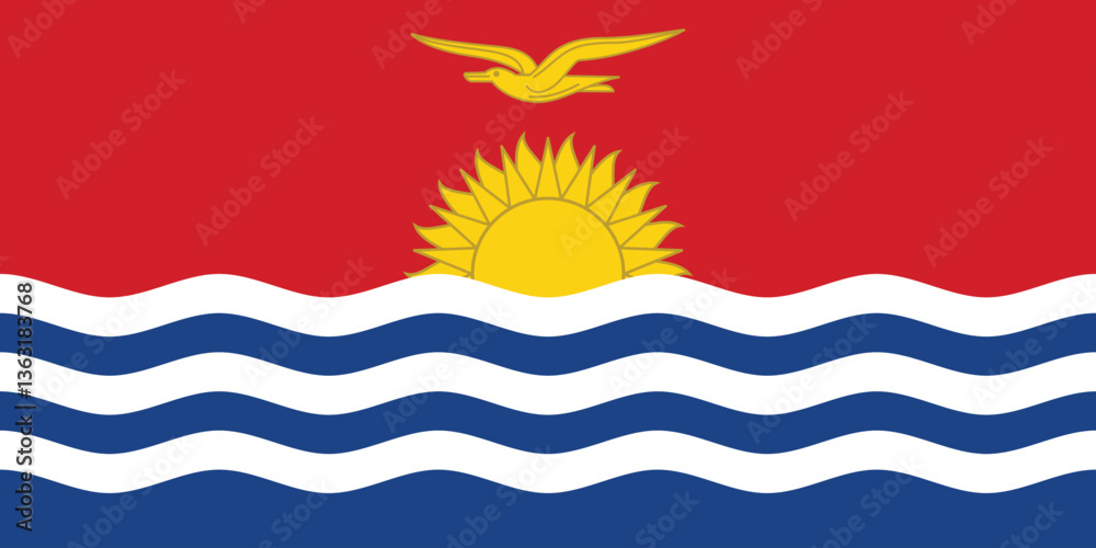 Obraz premium Kiribati Flag Vector Clipart Illustration - High-Quality Digital Artwork of the National Flag of Kiribati with Bold Colors, Symbolic Design, and Crisp Detailing for Use in Various Creative Projects