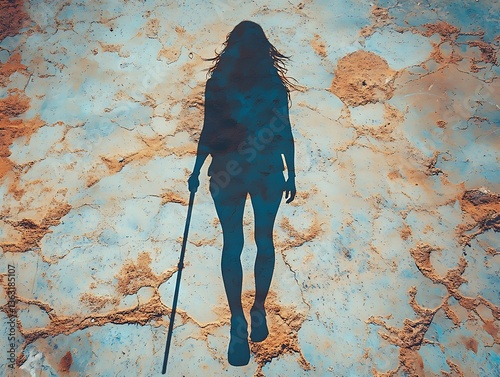 Womans Silhouette with Desert Hike.